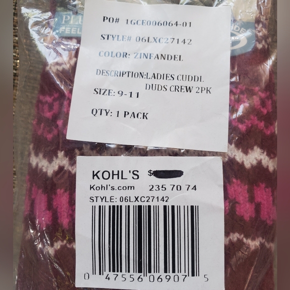 Leg Layering Socks - Cuddl Duds Crew Ladies - Zinfandel - Fitz Shoe sizes 4-10 - Picture 3 of 6